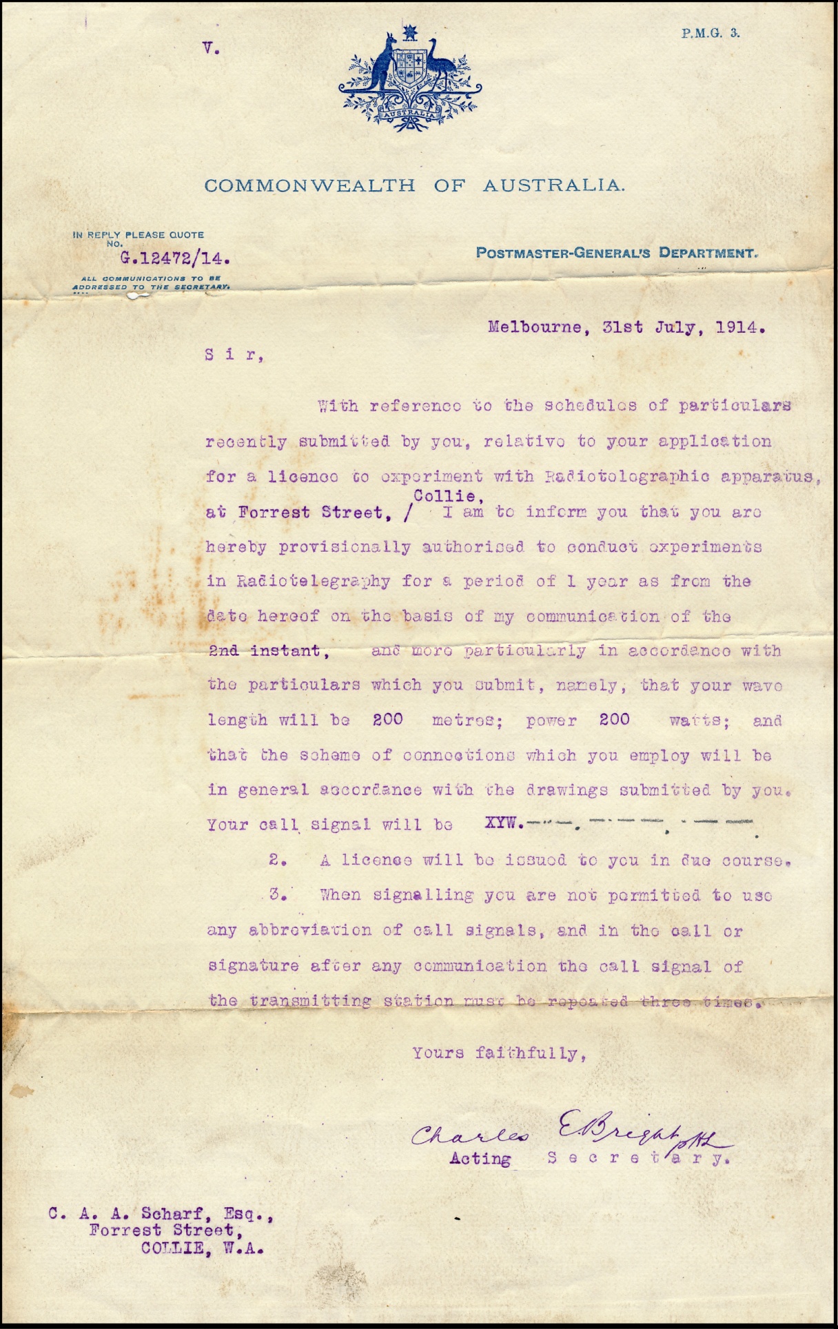 1914 Licence
