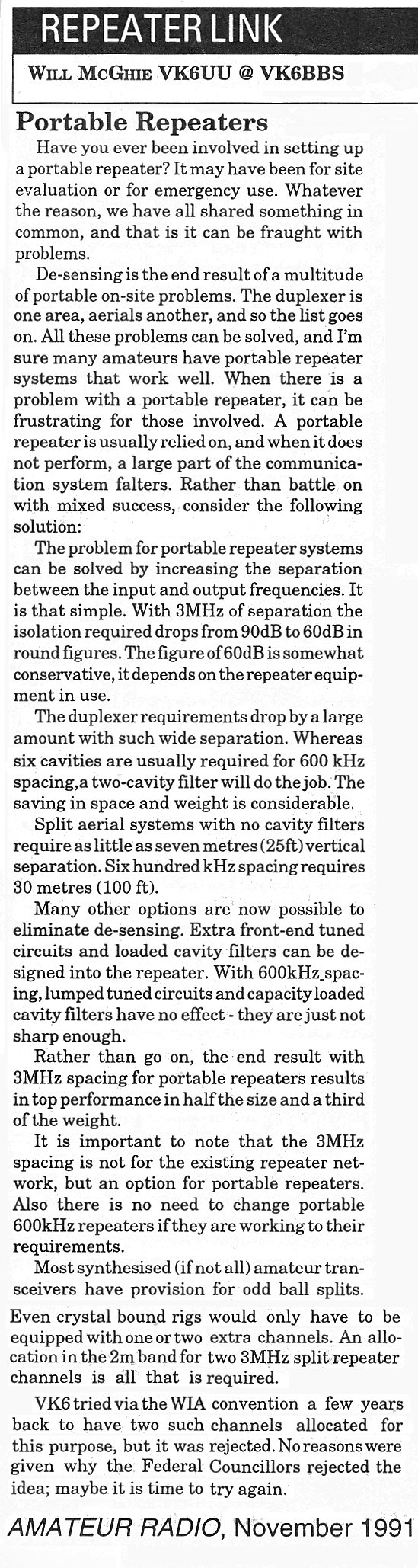 Portable Repeater Spacing